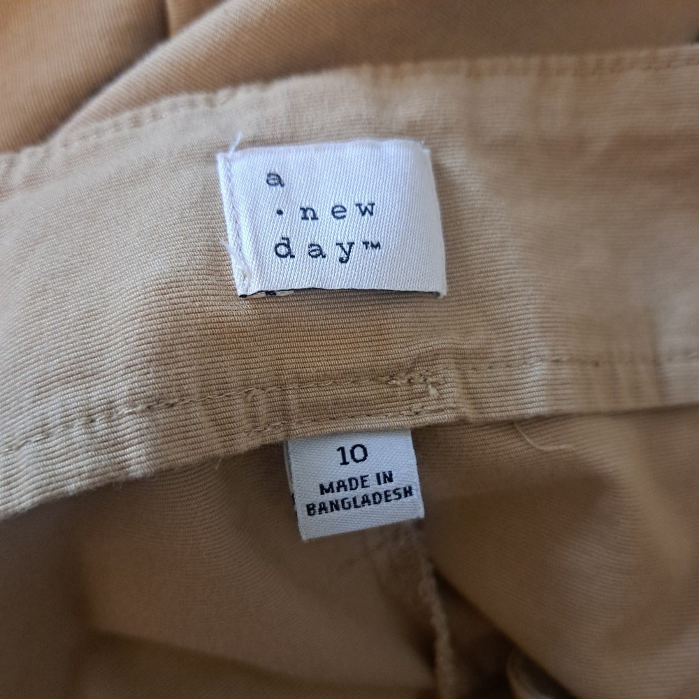 A New Day Tan Khaki High Rise Wide Leg Tie Waist Utility Trousers Pants Size 10 - Picture 7 of 7